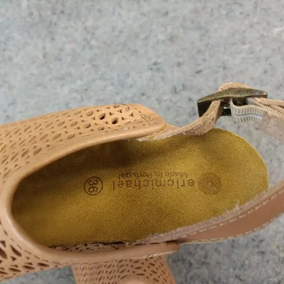 Eric Michael Wedge Sandals Womens 36 EU Phoebe Cork Heel Slingback Slip On Taupe - Picture 9 of 11